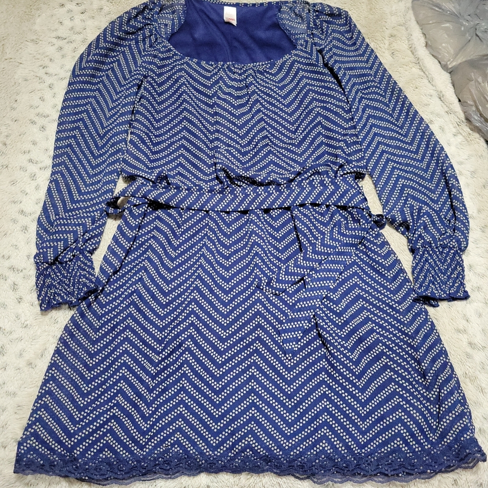 Blue Chevron Pattern Dress
